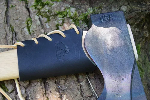 Vista 4 de Wisemen Trading Protector de hacha de sobregolpe, protector de mango, collar de hacha (marrón oscuro)