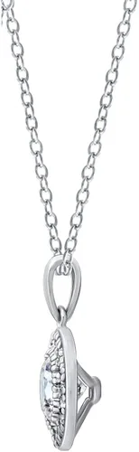 Vista 2 de Tienda Essentials Juego de collar con colgante de halo de plata esterlina chapada en platino con circonita cúbica de elementos infinitos de corte