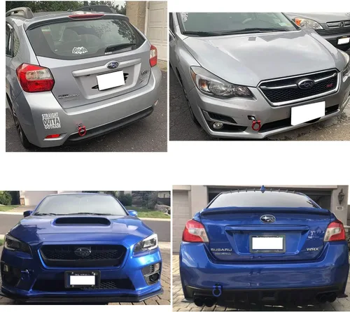 Vista 6 de Kit de gancho de remolque para parachoques delantero y trasero negro resistente para Subaru WRX y STI, Impreza, Scion FR-S