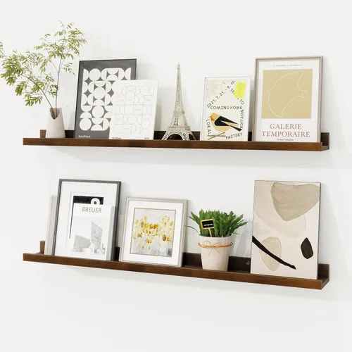 Vista 51 de Fun Memories Floating Picture Ledge Shelves, Wall Mounted Wood Storage Shelf for Bedroom, Living Room, Bathroom, Kitchen, Nursery, Display Picture