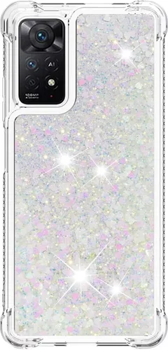 Vista 52 de Funda de silicona transparente con purpurina para Xiaomi Redmi A1 Bling Liquid Clear Star Heart Silicone Bumper a prueba de golpes, funda