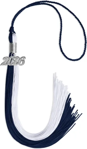 Vista 264 de Endea Graduation Borla de doble color con gota de fecha plateada (negro/oro antiguo, 2025)