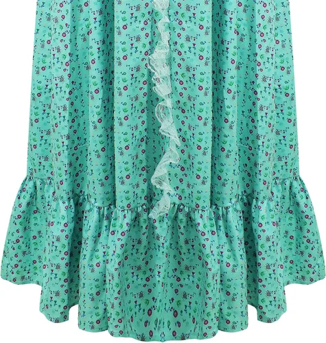 Vista 5 de Camisones para mujer, disfraz de exorcista, Halloween, cosplay, ropa de dormir de algodón suave, vestido floral para la casa, vestido de noche cómodo