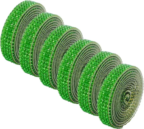 Vista 19 de 6 rollos de cinta autoadhesiva con diamantes de imitación de diamantes de imitación, rollo de cinta adhesiva con tiras de diamantes de imitación
