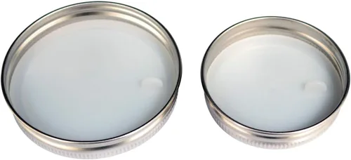 Vista 6 de Mason Jar Lifestyle Paquete de 5 tapas de almacenamiento de acero inoxidable con forros de silicona platino para frascos de boca regular, tapas