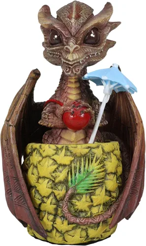 Ebros Gift Figura de dragón de piña tropical de Tiki Mai Tai, bebida de alcohol borracho, 6.25 pulgadas de alto, medieval renacentista de fantasía,