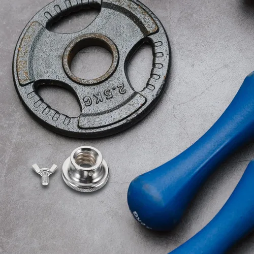 Vista 7 de VOSAREA 2 tuercas hexagonales de doble bloqueo para levantamiento de pesas, abrazaderas de tornillo de hierro antideslizantes para mancuernas