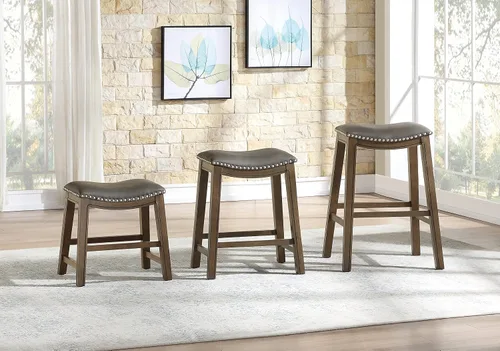Vista 9 de Homelegance Ordway Taburetes de Altura de Comedor de Madera Maciza - Taburetes de Altura de Mesa Estilo Silla de Montar para Comedor de Transición