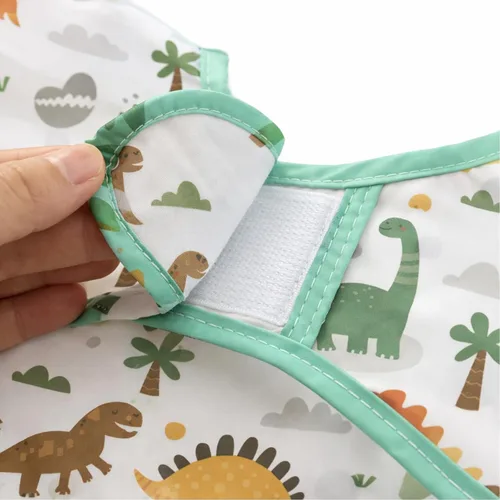 Vista 6 de PandaEar Paquete de 3 baberos de manga larga para bebé, babero impermeable para comer, babero de manga para niños pequeños con bolsillo para guardar