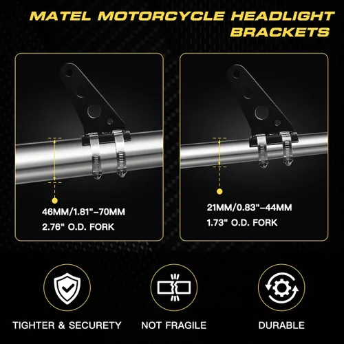 Vista 3 de Soporte de faro delantero para motocicleta con abrazaderas para horquilla de 27mm/1.06" a 57mm/2.24" D.E. Kit de soportes de faro lateral