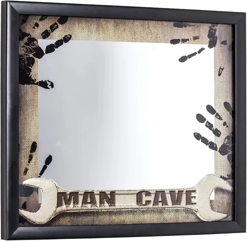 American Art Decor Espejo decorativo impreso, decoración de habitación para bar, garaje, sala de juegos y más (cueva de hombre, 13 x 15 pulgadas)