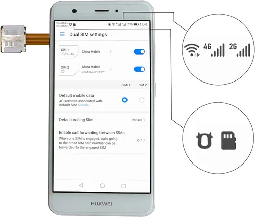 Vista 5 de Adaptador de tarjeta SIM dual Micro SD (2 piezas) para teléfono inteligente Android, extensor de tarjeta SIM dorado ultra delgado para Samsung S7