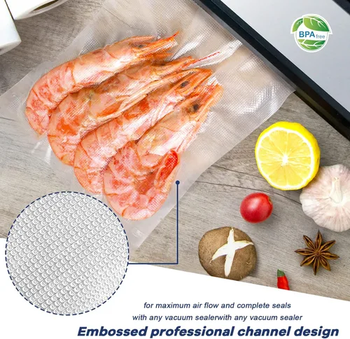 Vista 5 de Bolsas selladoras al vacío, 2 rollos de 8 x 50 pies, bolsas de grado comercial para sellar una comida, sin BPA, resistentes, ideales