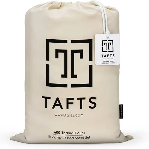 Vista 7 de Tafts Sábanas de eucalipto tamaño Queen, 100% eucalipto orgánico, sábanas de eucalipto 400 hilos, juego de 4 piezas, bolsillos profundos de 17