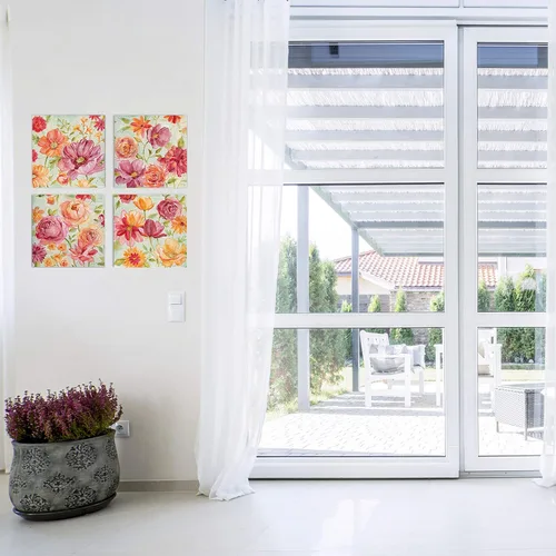 Vista 264 de Wexford Home Colección de primavera de jardín de campo francés, colección de primavera, juego de 4 paneles para decoración de pared de oficina