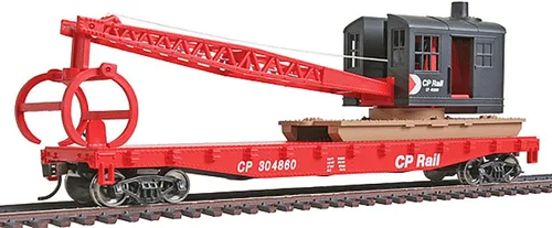 Vista 6 de Walthers Trainline Coche plano con grúa de tala listo para funcionar-Ferrocarril de Alaska (azul) 931-1780 Modelo de ferrocarril a escala HO