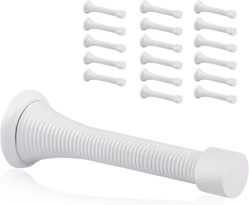 Vista 22 de Paquete de 2 topes de resorte para puerta, color negro, topes de puerta de resorte flexibles de 3-1/4 pulgadas con puntas de parachoques de goma