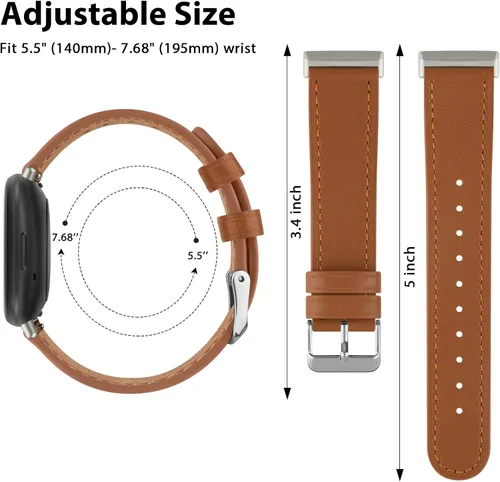 Vista 3 de Meliya Correas de cuero compatibles con Fitbit Versa 4, Fitbit Versa 3, Sense 2, correas de reloj Fitbit Sense para mujeres y hombres, correas