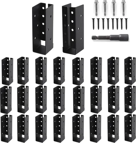 Vista 9 de 4 piezas de perchas ocultas para vigas, perchas ocultas con brida de 4"x6" para exteriores, perchas ocultas para vigas con recubrimiento en polvo