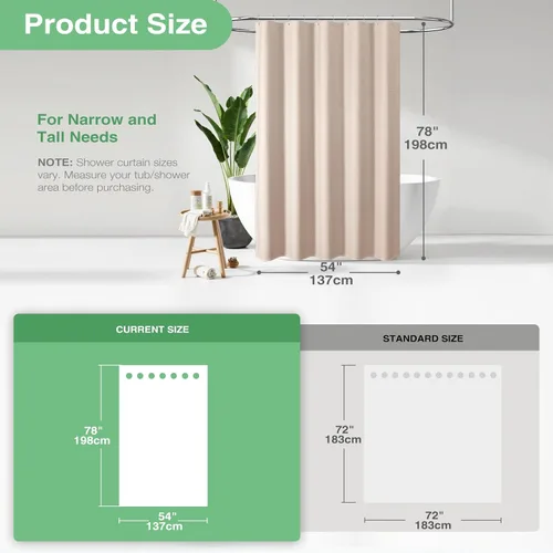 Vista 584 de Cortina de ducha de tela Dynamene verde oscuro - Cortinas de baño de tela de nido de abeja texturizadas resistentes, juego de cortinas de baño