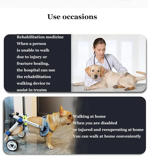 Vista 7 de Back Legs Dog Wheelchair fit Small/Medium Dogs, Pets Back Limb Walking Mobility Aids, Adjustable & Lightweight Dog Carts with 2-Wheels for Doggy Leg