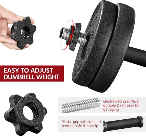 Vista 2 de Yaheetech Adjustable Dumbbells Weight Set Dumbbell Weights Exercise & Fitness Equipment w 4 Spinlock Collars for Women & Men Home Gym Strength