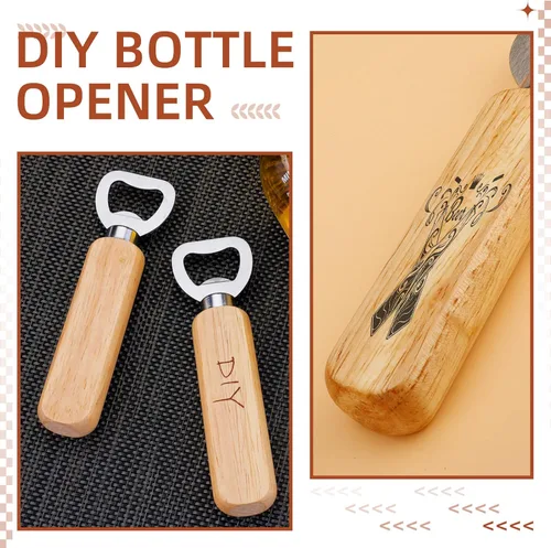 Vista 6 de Abrebotellas de madera, 20 unidades de abrebotellas de madera a granel, abridor de botellas grabable para bricolaje, para regalo, boda, fiesta