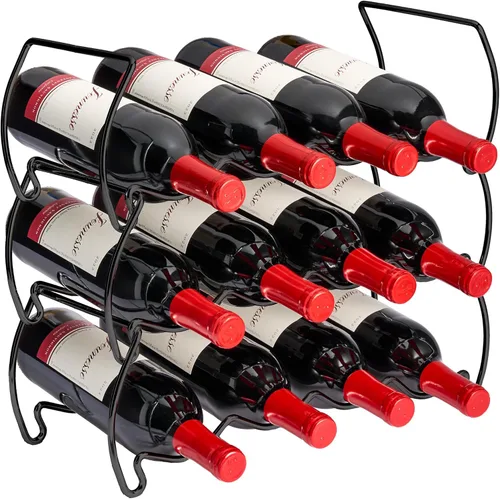 Vista 9 de Sorbus Botellero apilable de 3 niveles, estantes de vino de estilo clásico para botellas, perfecto para bar, bodega, sótano, gabinete, despensa