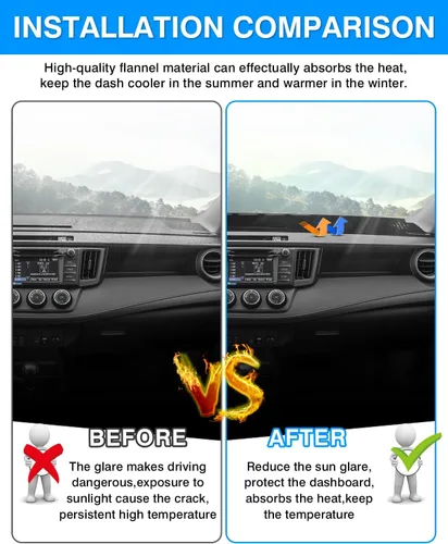 Vista 3 de Cartist Ajuste personalizado para alfombrilla de salpicadero Toyota RAV4 2013-2018 Accesorios Funda de salpicadero de ante antideslizante Protector