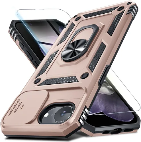 Vista 157 de Janmitta Funda para iPhone XR Cubierta de Teléfono con Cubierta Deslizante Integrada para Lente de Cámara + Protector de Pantalla, Resistente a Negro