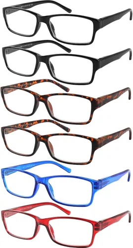 Yogo Vision 6-Pack Reading Glasses for Men and Women – Readers in 4 Frame Colors