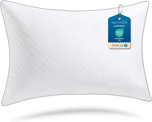 JOLLYVOGUE Almohadas Estándar, Almohadas de Cama Certificadas Oeko-Tex para Personas que Duermen de Lado, Espalda y Estómago - Relleno Alternativo