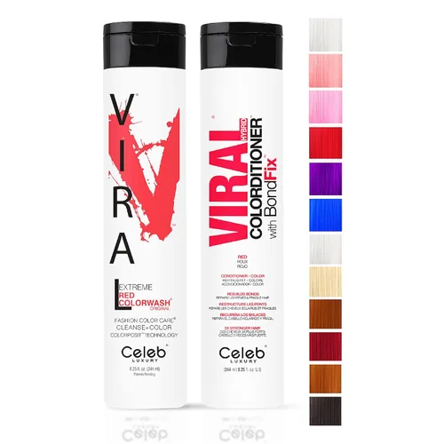 Vista 10 de Celeb Luxury Intense Color Depositing Colorwash Shampoo + BondFix Rebuilder, tinte vegano para el cabello, a base de plantas de origen sostenible