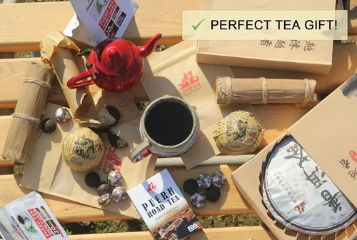 Vista 5 de Jinglong Tea Factory - Té Pu-erh en tubo de hoja de bambú (80 tazas) Té Puerh maduro (7.1 onzas)