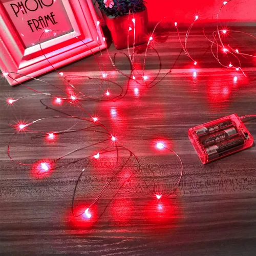 Vista 10 de Ariceleo Mini guirnalda de luces de Halloween que funcionan con pilas, 1 paquete de luces nocturnas de alambre de cobre, 3 luces AAA para Naranja