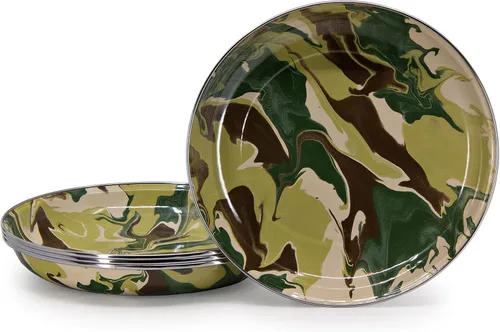 Vista 14 de Golden Rabbit Enamelware - Juego de 4-10" Platos de Pasta (Remolino Negro)