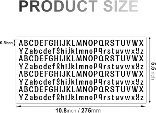 Vista 2 de 10 hojas de calcomanías de letras pequeñas, calcomanías autoadhesivas del alfabeto de 1/2 pulgada, lindas calcomanías de vinilo para artes