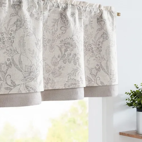 Vista 24 de JINCHAN - Cenefa de lino para cocina, cortina de ventana de doble capa de 16 pulgadas para sala de estar, dormitorio, baño, tratamiento de ventana