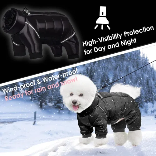 Vista 7 de AOFITEE - Abrigo para perros, impermeable para invierno, cálido traje completo para perros, abrigo de invierno para perros pequeños, chaqueta