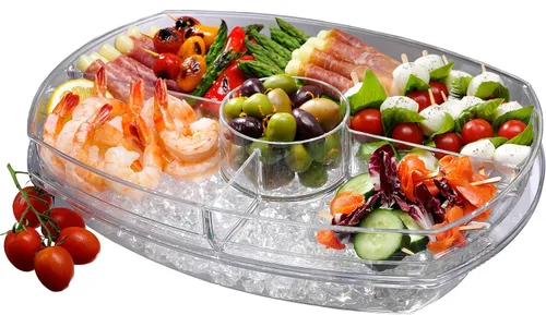 Prodyne SB-5 Aperitivos de tapa abatible en hielo, 15 pulgadas, transparente
