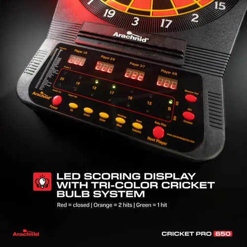 Vista 4 de Arachnid Cricket Pro Tournament-Quality Dartboard with 35 Games and 318 Variations (6 Cricket Games)
