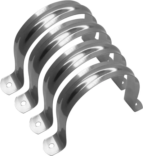 Vista 2 de Nge Abrazadera rígida de 4 pulgadas para correa de tubería de dos agujeros, clip de tubo de soporte en U, acero inoxidable, resistente, para sujetar