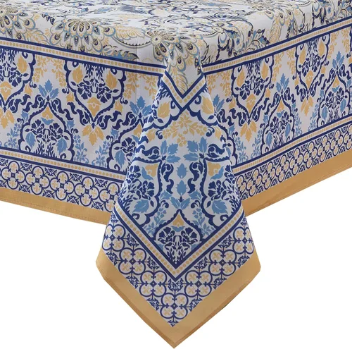 Vista 2 de Home Bargains Plus Provence Allure - Mantel de tela francesa con bordes florales amarillos y azules, para interiores y exteriores, resistente a