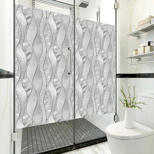 Vista 3 de Película decorativa de vidrio, película de privacidad para ventanas, película decorativa para ventanas, adherencia estática, película de vidrio
