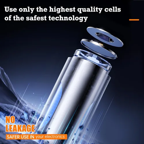 Vista 5 de Paquete combinado de baterías AA y AAA, batería recargable USB, baterías de litio dobles A y triple A de 1.5 V con cable de carga USB-C 4 en 1 e