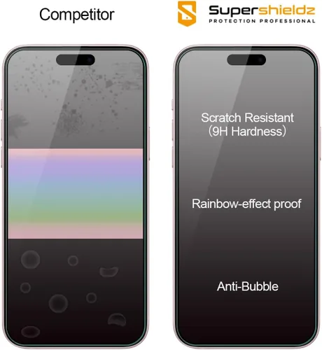 Vista 2 de Supershieldz (2 unidades) Diseñado para iPhone 15 Plus (6.7 pulgadas) + protector de pantalla de vidrio templado para lente de cámara, antiarañazos