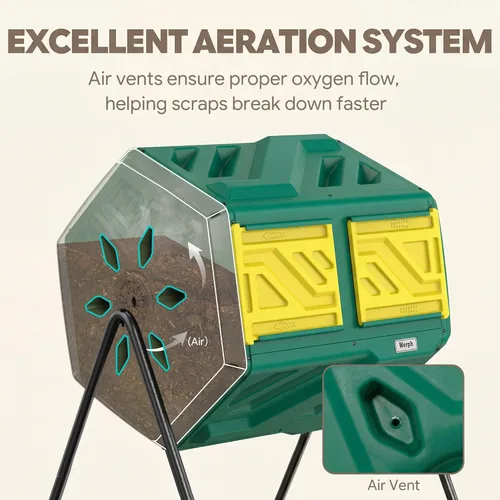Vista 7 de Werph Contenedor de compostaje de 43 galones con guantes, montaje rápido y fácil instalación, vaso de abono para exteriores, compostador de doble
