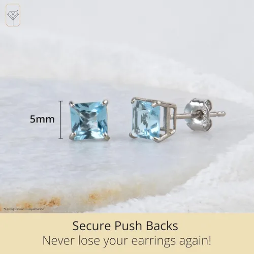 Vista 3 de Tienda Collection 10k White Gold Princess Cut November Birthstone Citrine Square Stud Earrings for Women