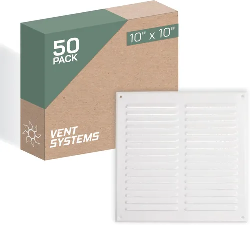 Vista 21 de Vent Systems – 3.35 x 9.84 pulgadas (interior) rejilla de ventilación de aire rectangular de metal blanco para alero, cubierta de rejilla, deflector