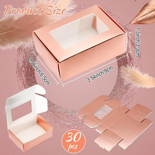 Vista 155 de Zonon 30 piezas de cajas de jabón para embalaje casero, mini cajas de regalo de papel kraft con ventana para panadería, caramelos, fabricación